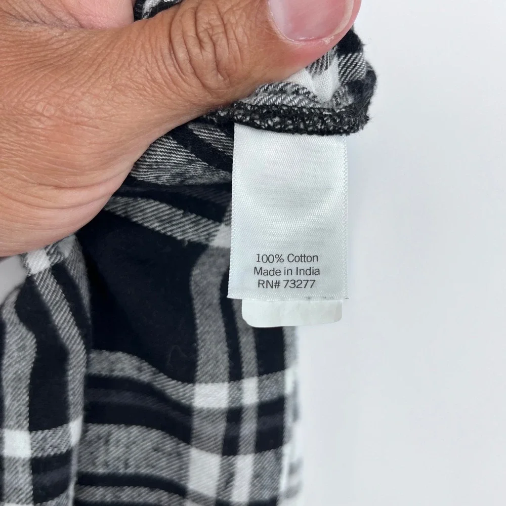 Sonoma Black White Plaid Flannel Shirt Womens 2X Fall Casual Classic Cabincore - Picture 6 of 11